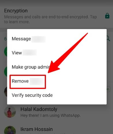WhatsApp Remove Option