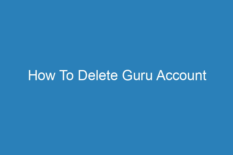 how to delete guru account 15023